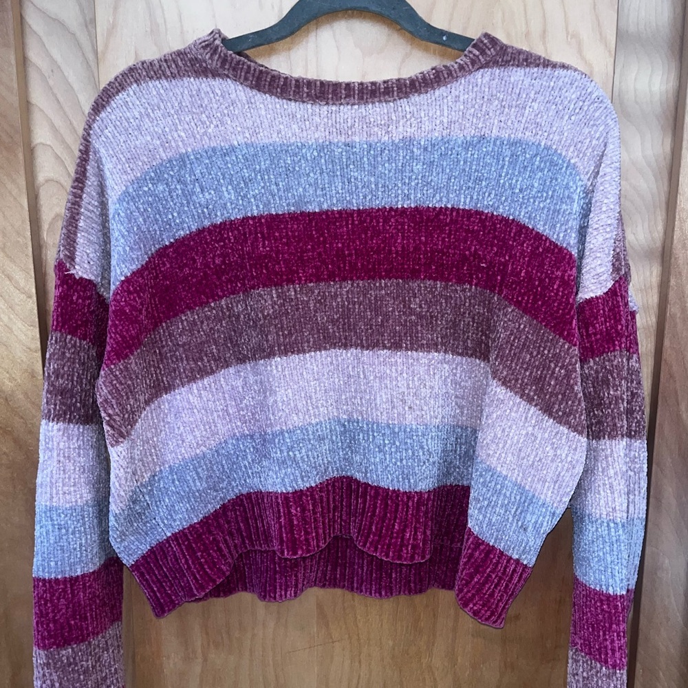 H&M Pink Stripe Knitted Cropped Crewneck